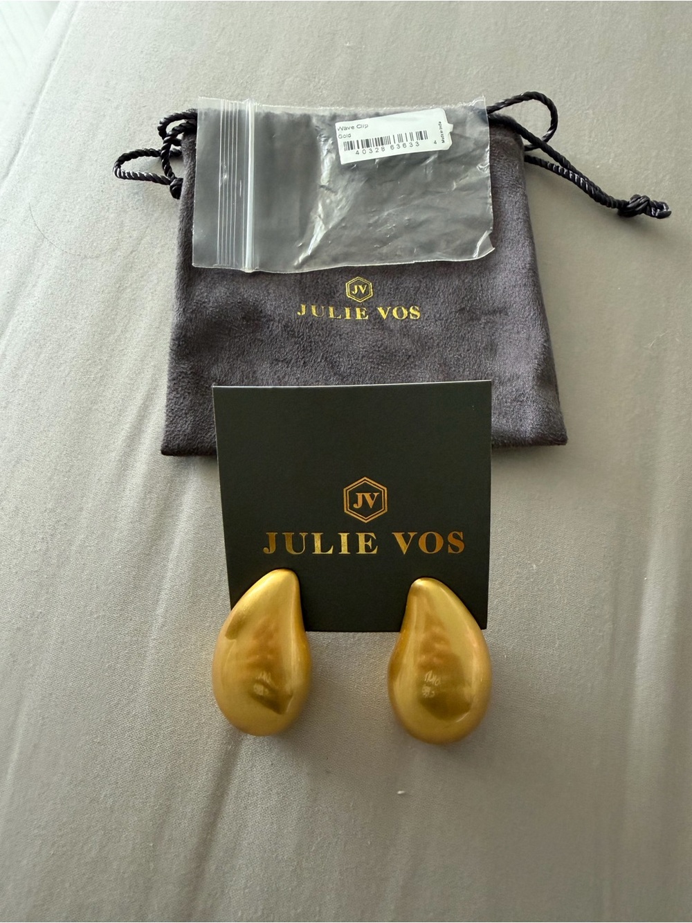 Julie Vos Gold Sculpted Wave Clip Earrings